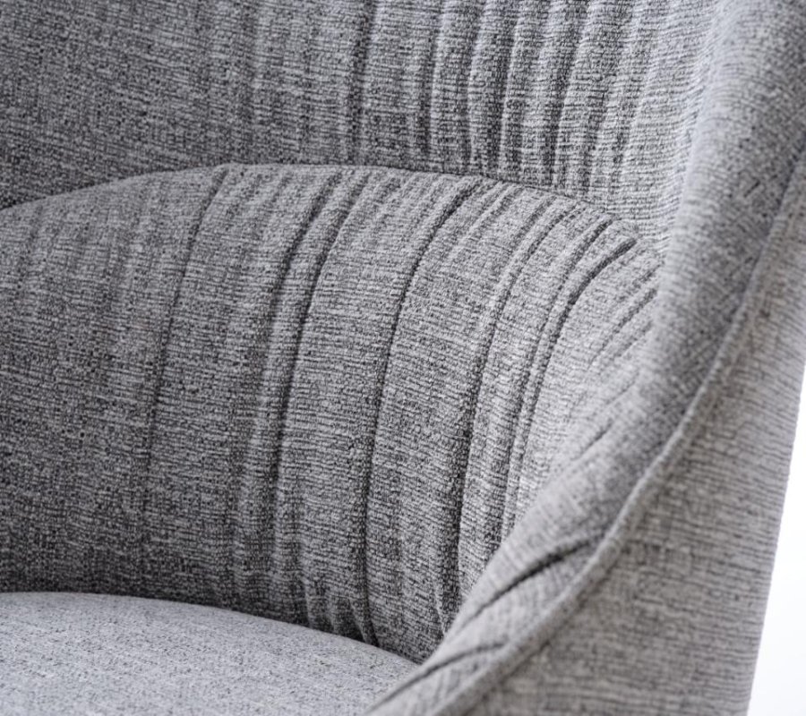 Esszimmerstuhl Meridian – graues Tweed-Polyester und schwarze Beine