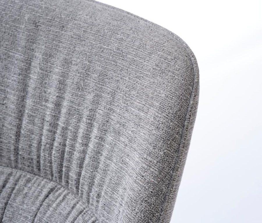 Esszimmerstuhl Meridian – graues Tweed-Polyester und schwarze Beine