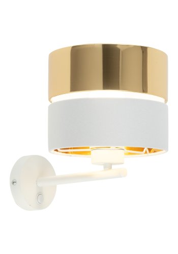 TK Hilton vglampe - guld metal og hvid stof