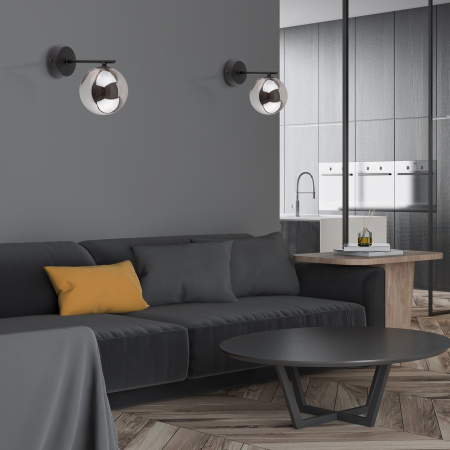 TK Ester vegglampe - svart glass og metall