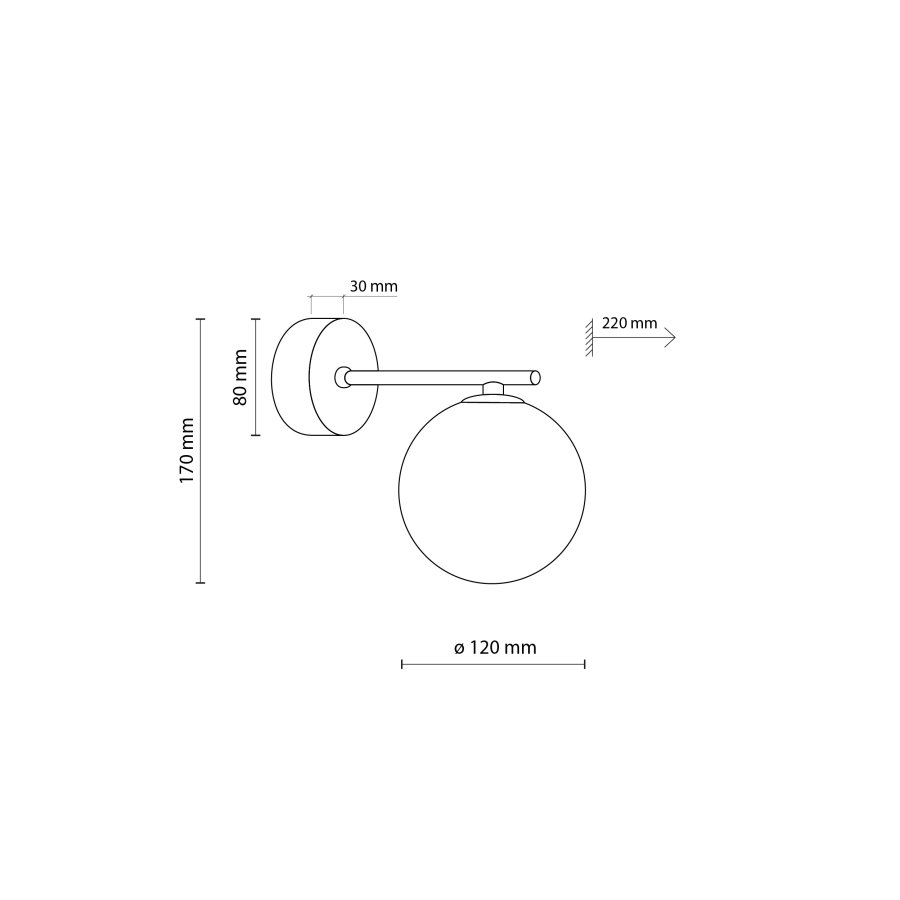 TK Ester vegglampe - svart glass og metall