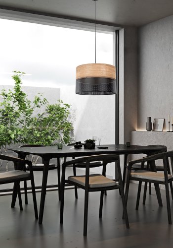 TK Nicol taklampe - naturfiner og sort PVC folie/metall