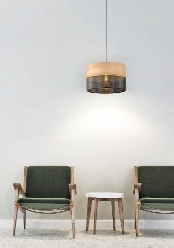 TK Nicol taklampe - naturfiner og sort PVC folie/metall