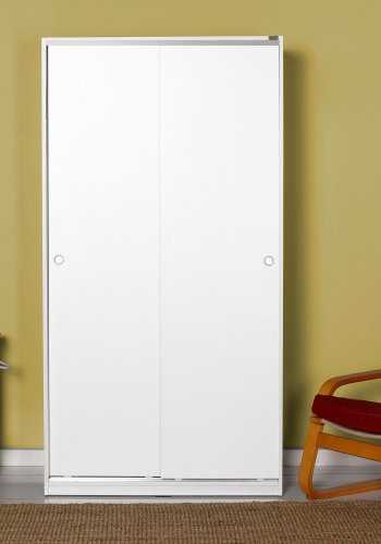 FUNZI LIVING SWD Kleiderschrank, m. 2 Schiebetüren, 1 Kleiderstange, 5 Einlegeböden - Melamin weiß