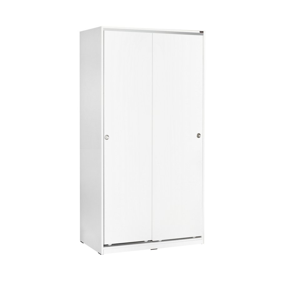 FUNZI LIVING SWD Kleiderschrank, m. 2 Schiebetüren, 1 Kleiderstange, 5 Einlegeböden - Melamin weiß