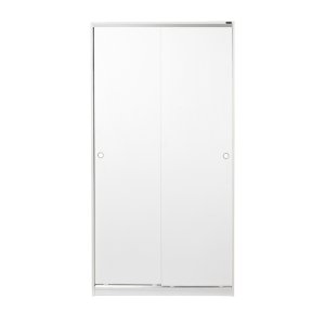 FUNZI LIVING SWD garderobeskab, m. 2 skydelger, 1 bjlestang, 5 hylder - hvid melamin