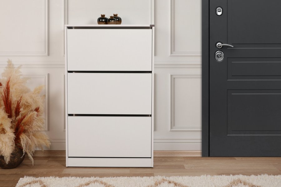 FUNZI LIVING SHC Schuhschrank, m. 3 Türen - weißes Melamin