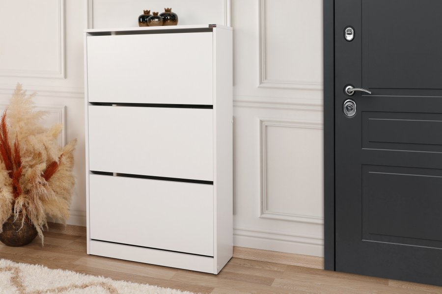 FUNZI LIVING SHC Schuhschrank, m. 3 Türen - weißes Melamin