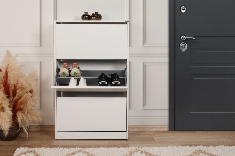 FUNZI LIVING SHC Schuhschrank, m. 3 Türen - weißes Melamin