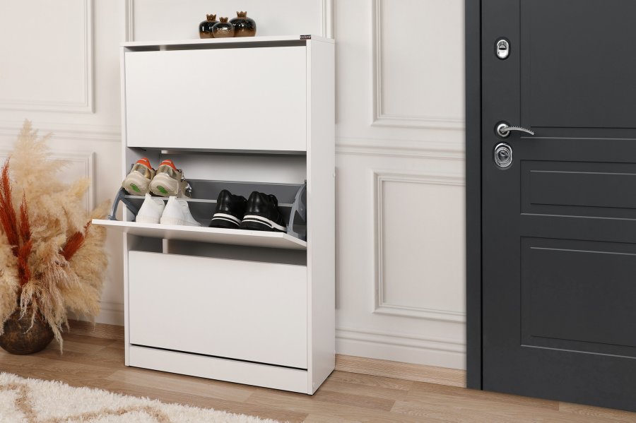 FUNZI LIVING SHC Schuhschrank, m. 3 Türen - weißes Melamin