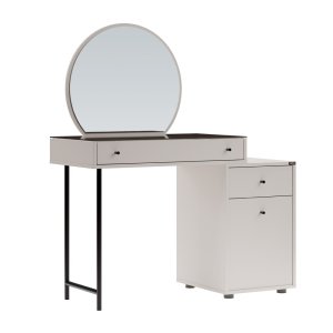 NORDVÄRK Tmu-712-Vv-1 makeup bord, m. spejl, 1 lge, 1 hylde, 2 skuffer - glas og melamin (108x47)