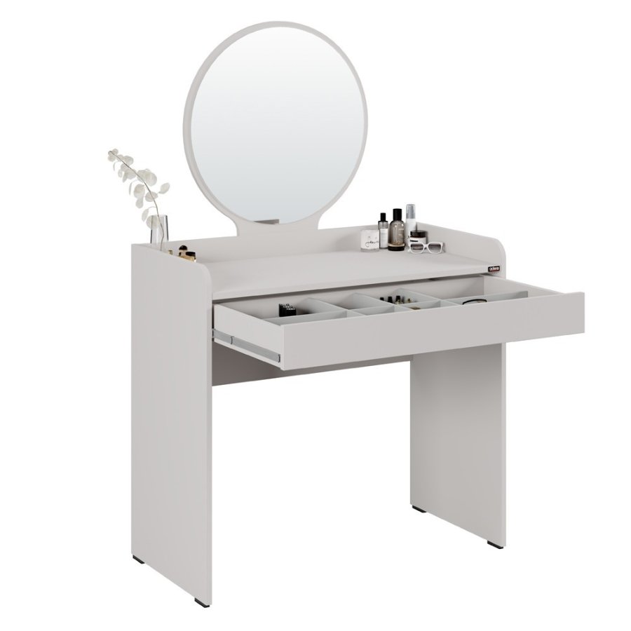 NORDVÄRK Tmu-701-Vv-1 sminkebord, m. speil, 1 skuff - melamin (90x47)