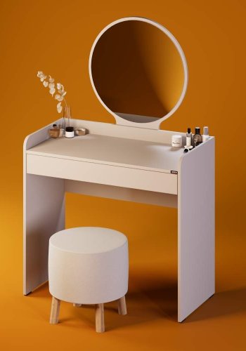 NORDVÄRK Tmu-701-Vv-1 sminkebord, m. speil, 1 skuff - melamin (90x47)