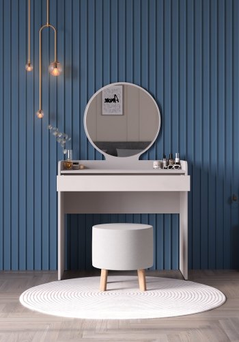 NORDVÄRK Tmu-701-Vv-1 sminkebord, m. speil, 1 skuff - melamin (90x47)