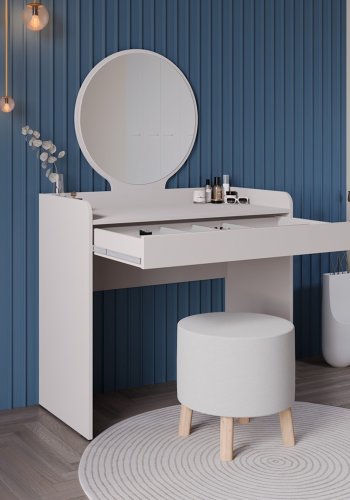 NORDVÄRK Tmu-701-Vv-1 sminkebord, m. speil, 1 skuff - melamin (90x47)