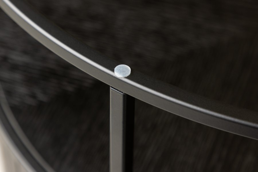 VENTURE DESIGN Bovall Couchtisch, rund – Klarglas und schwarze Esche/Metall (90)