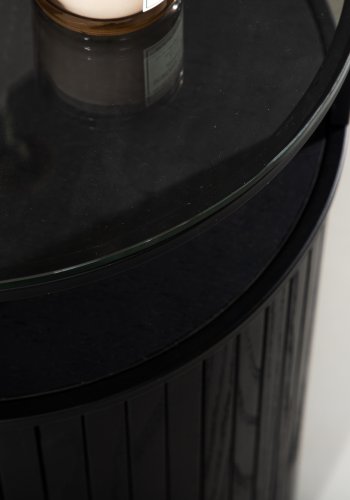VENTURE DESIGN Bovall sidebord, rundt - klart glass og svart metall/asketre (37)