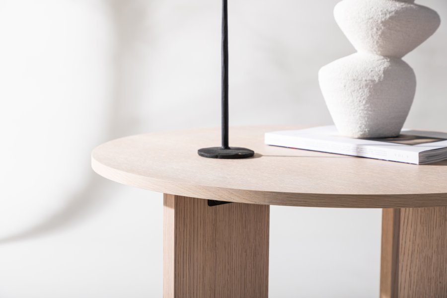 VIND COLLECTION Askerön salongbord, rundt - hvitkalket finer (80)