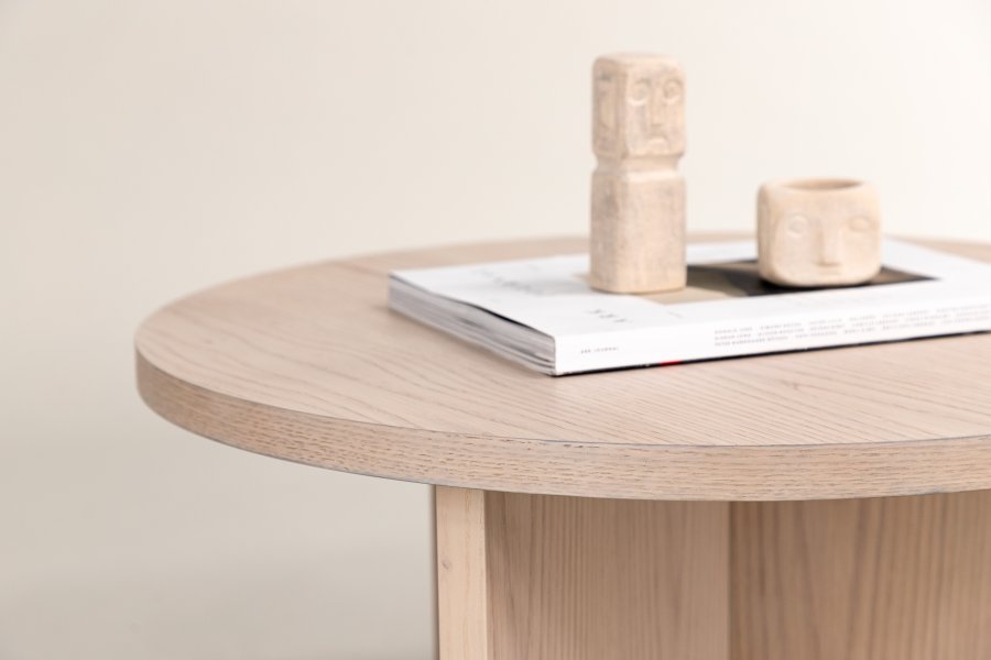 VIND KOLLEKSJON Saltö Stort salongbord, rundt - hvitkalket finer (85)