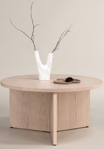 VIND KOLLEKSJON Salt Stort salongbord, rundt - hvitkalket finer (65)