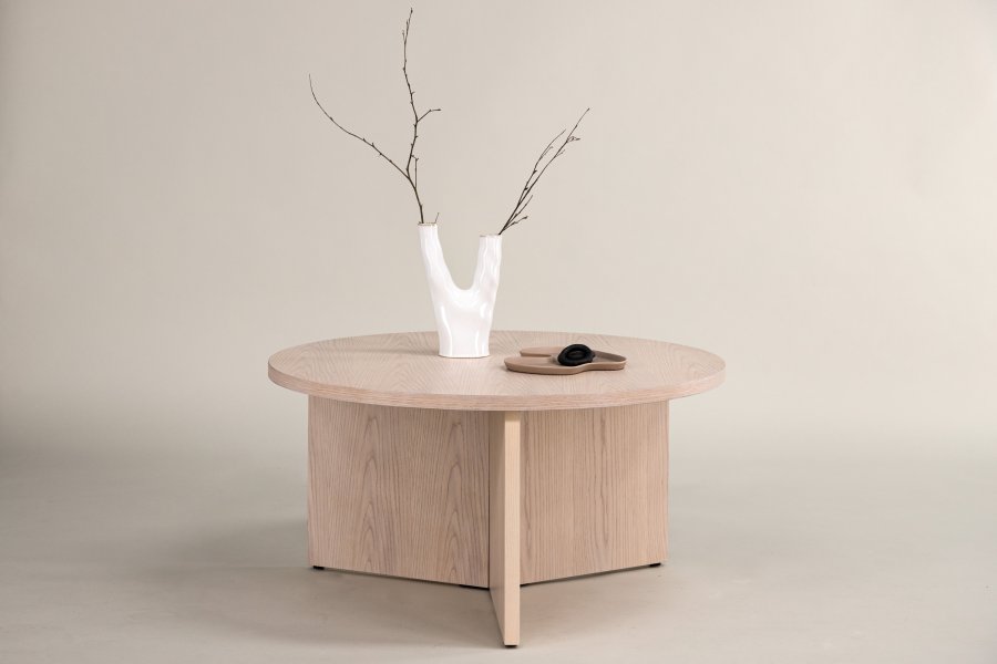 VIND KOLLEKSJON Salt Stort salongbord, rundt - hvitkalket finer (65)