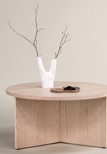 VIND KOLLEKSJON Salt Stort salongbord, rundt - hvitkalket finer (65)