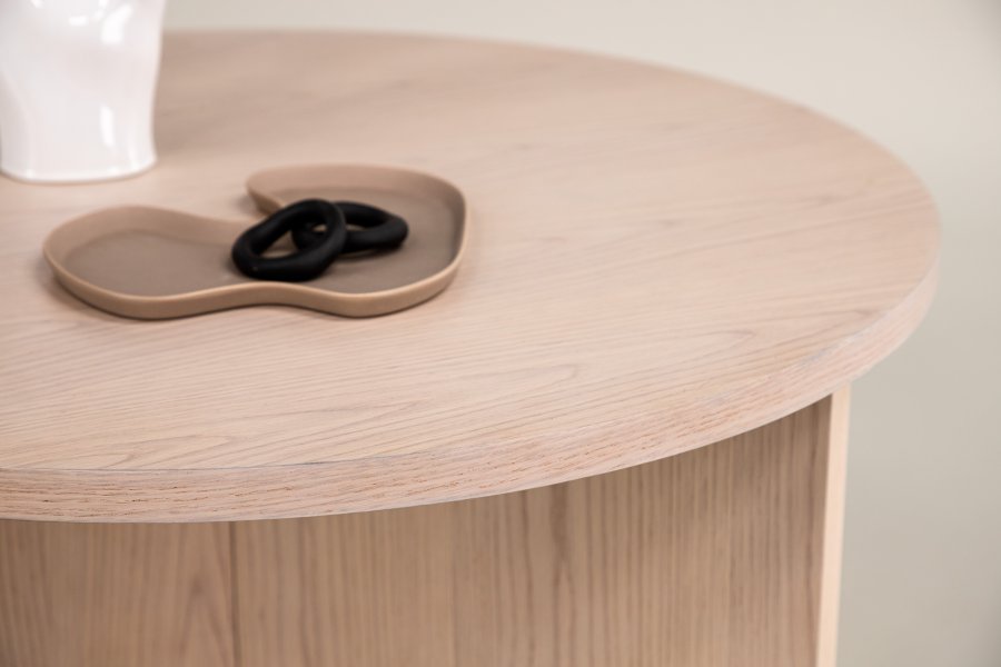 VIND KOLLEKSJON Salt Stort salongbord, rundt - hvitkalket finer (65)