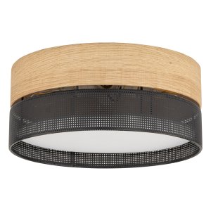 TK Nicol taklampa - naturfaner och svart PVC-folie/metall