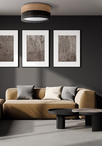 TK Nicol taklampe - naturfiner og sort PVC folie/metall