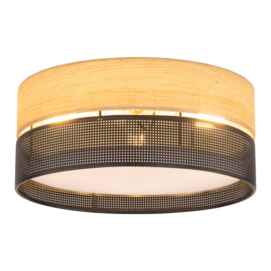 TK Nicol taklampe - naturfiner og sort PVC folie/metall