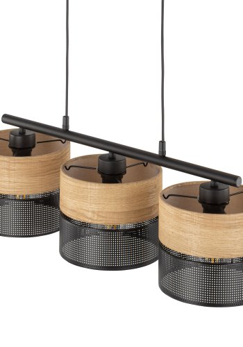 TK Nicol loftlampe, m. 3 skjermer - naturfiner og sort PVC-folie/metall