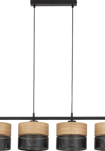 TK Nicol loftlampe, m. 4 skjermer - naturfiner og sort PVC-folie/metall