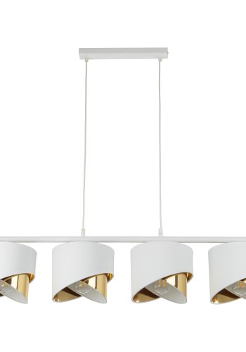 TK Grant loftlampe, m. 4 skrme - hvid stof og guld folie