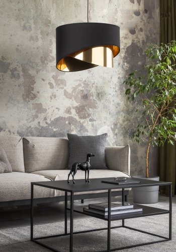 TK Grant taklampa - svart tyg och guldfolie