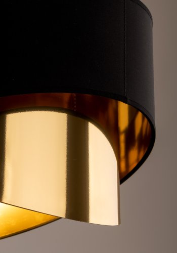 TK Grant taklampa - svart tyg och guldfolie