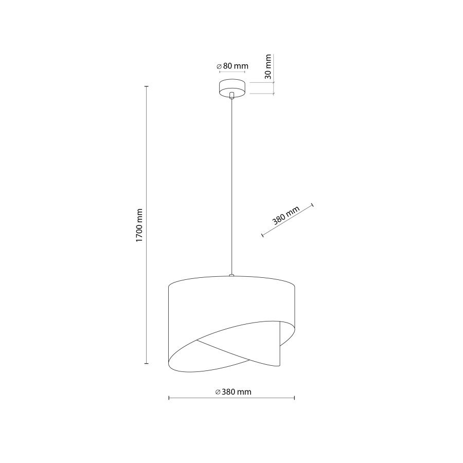 TK Grant taklampa - svart tyg och guldfolie
