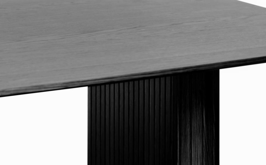 Nola spisebord, bdform - sort egefinér (100x190)