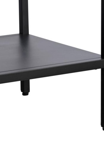 Carmel sknk, hje ben, m. 3 lger og 1 hylde - glas og sort metal