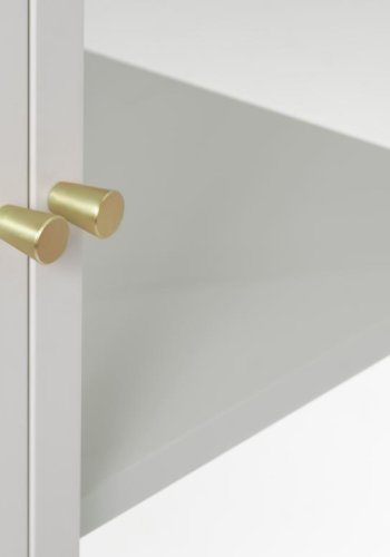 Carmel skab, hje ben, m. 2 lger og 3 hylder - glas og greige metal (H:160)