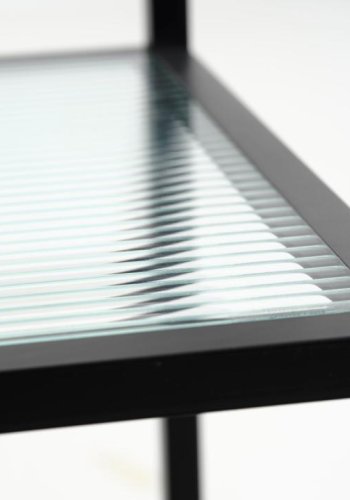 Bronco Servierwagen, mit 1 Ablage - geriffeltes Glas und schwarzes Metall (70x42)