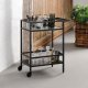 Bronco Servierwagen, mit 1 Ablage - geriffeltes Glas und schwarzes Metall (70x42)