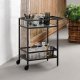 Bronco Servierwagen, mit 1 Ablage - geriffeltes Glas und schwarzes Metall (70x42)