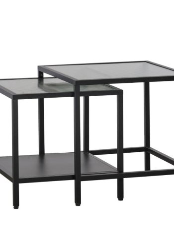 Bronco sidebord, m. 1 hylle - riflet glass og svart metall (50-45x50-45)