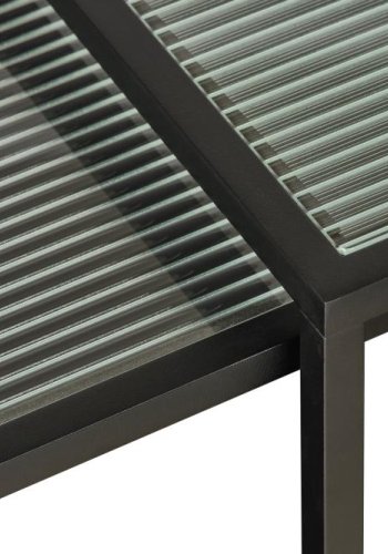 Bronco sidebord, m. 1 hylle - riflet glass og svart metall (50-45x50-45)