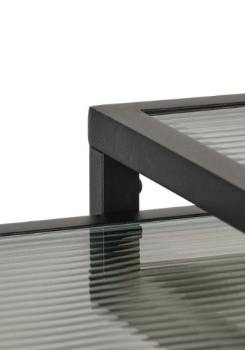 Bronco sidebord, m. 1 hylle - riflet glass og svart metall (50-45x50-45)