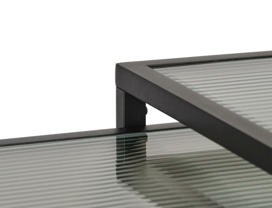 Bronco sidebord, m. 1 hylle - riflet glass og svart metall (50-45x50-45)