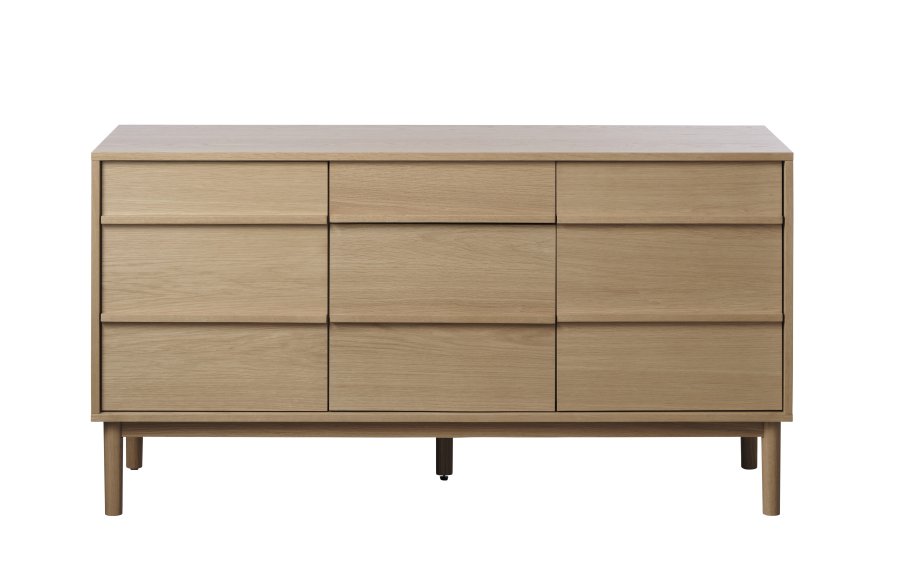 Ponza skjenk, m. 3 drer og 1 skuff - naturlig eikefiner (B:140)