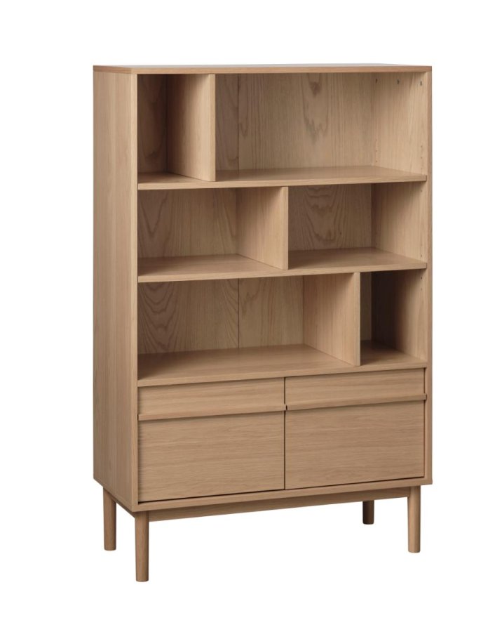 Ponza bokhylle, m. 2 drer - naturlig eik (H:140)