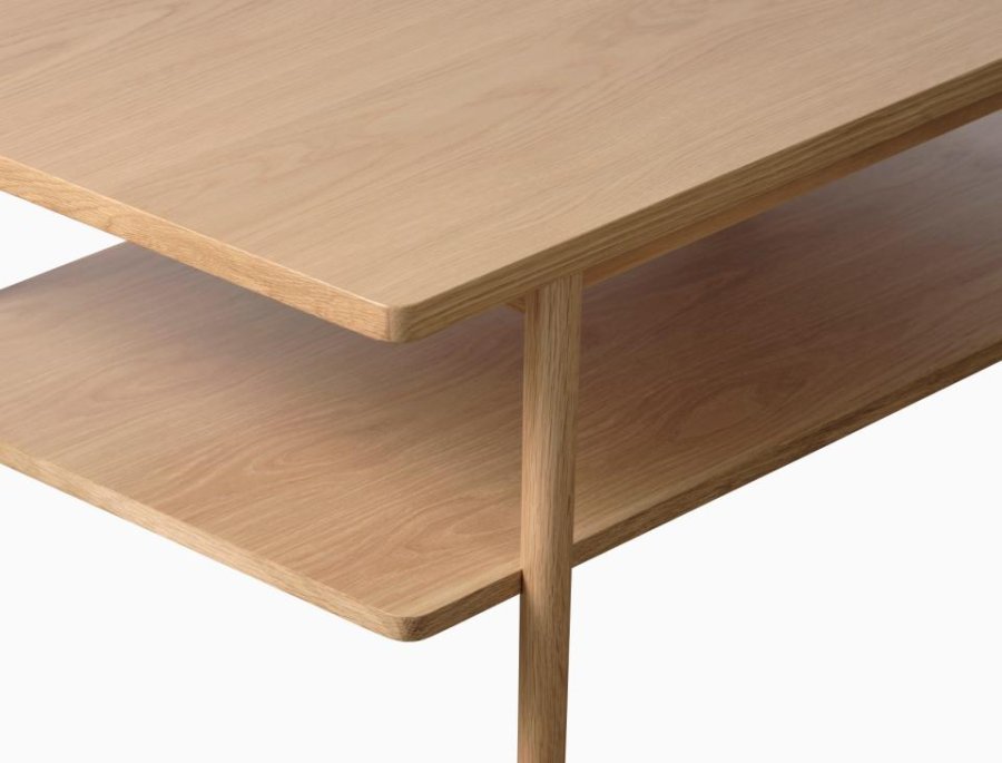 Couchtisch Ponza, mit 1 Ablage - Eichenfurnier natur und Eichenlatten (60x120)