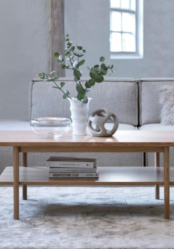 Couchtisch Ponza, mit 1 Ablage - Eichenfurnier natur und Eichenlatten (60x120)